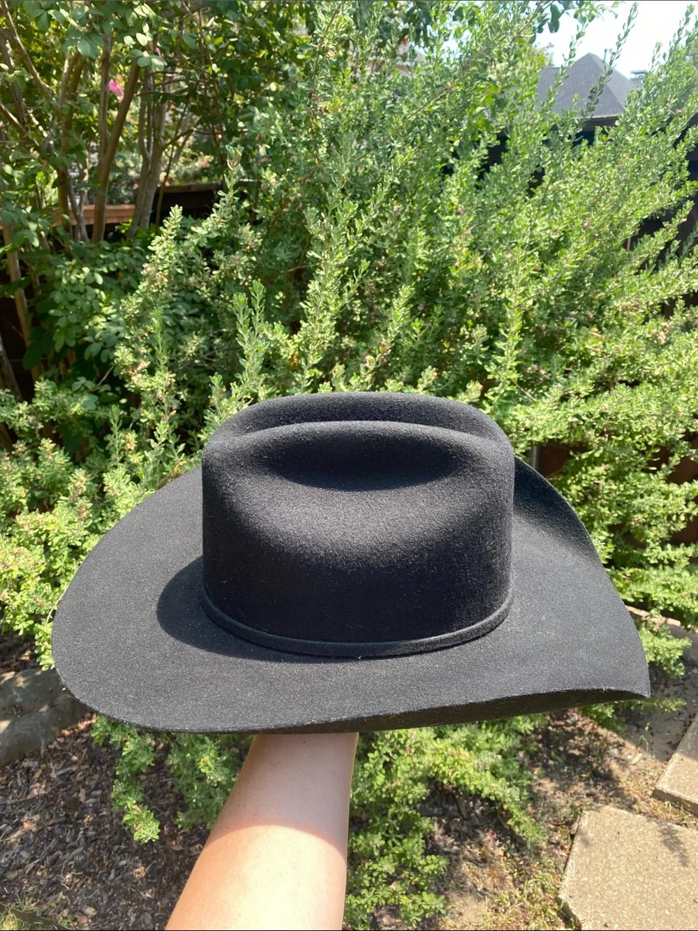 Twister 2X Black Wool Felt DALLAS Western Hat with Silver 3 pc. Buckle hatband